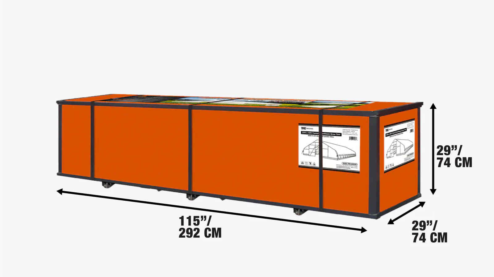 7.6 x 12 m Tunnel Greenhouse Grow Tent w/6 Mil Clear EVA Plastic Film, Cold Frame, Hand Crank Roll-Up Sides, Peak Ceiling Roof, TMG-GH2540-V2 (Previously GH2540)-shipping-info-image