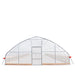 Front elevation view showing doorway and interior frame of tunnel greenhouse grow tent