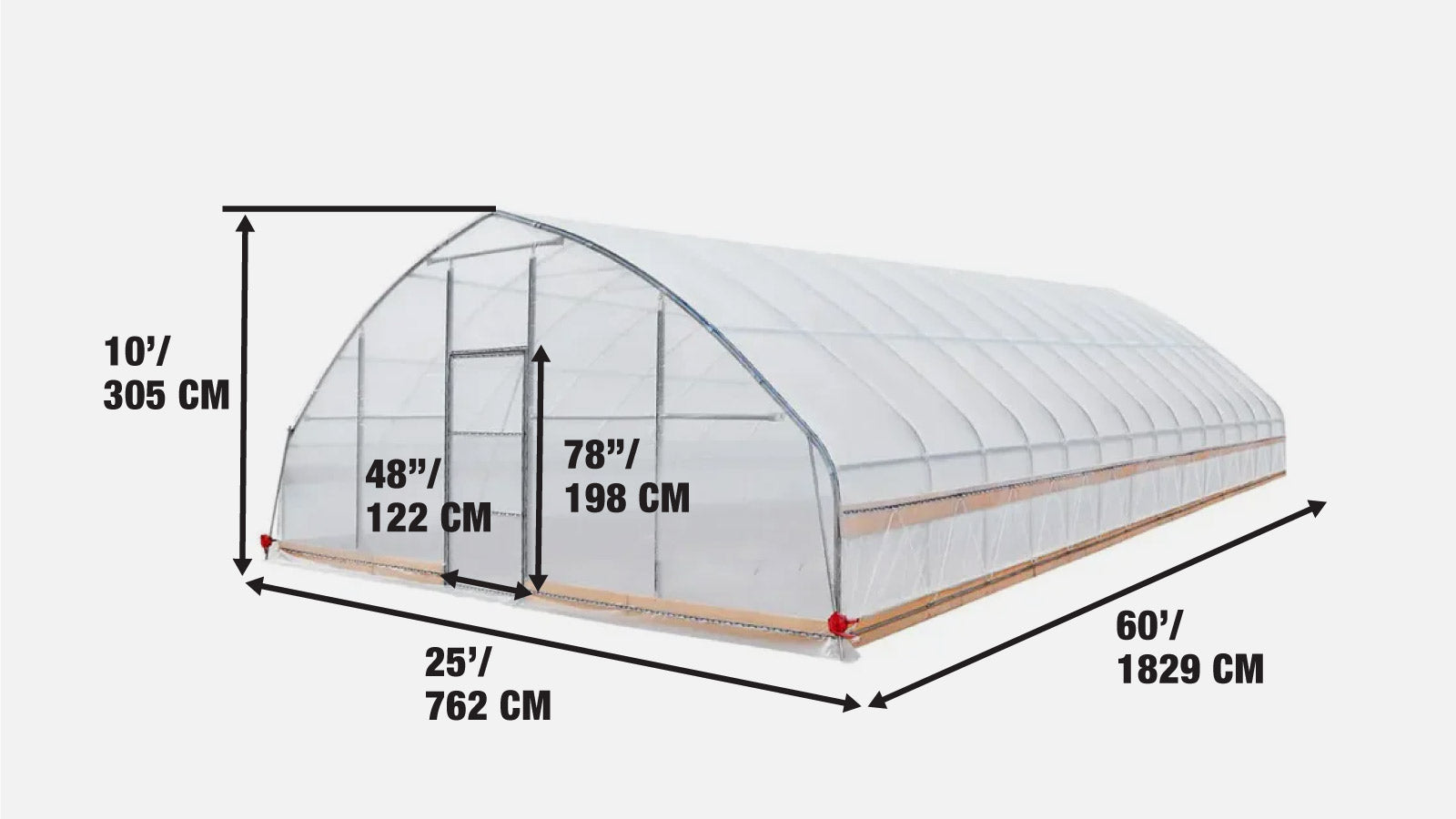 7.6 x 18 m Tunnel Greenhouse Grow Tent w/6 Mil Clear EVA Film, Roll-Up Sides, TMG-GH2560-specifications-image
