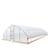 Three-quarter front view with door open and base details of Tunnel Greenhouse Grow Tent