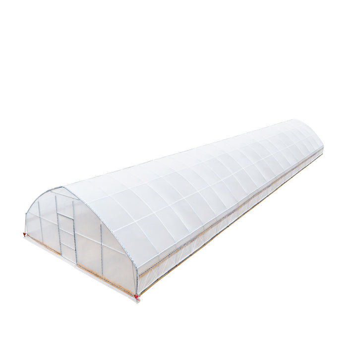 High-angle long-view highlighting roof panels and length of Tunnel Greenhouse Grow Tent