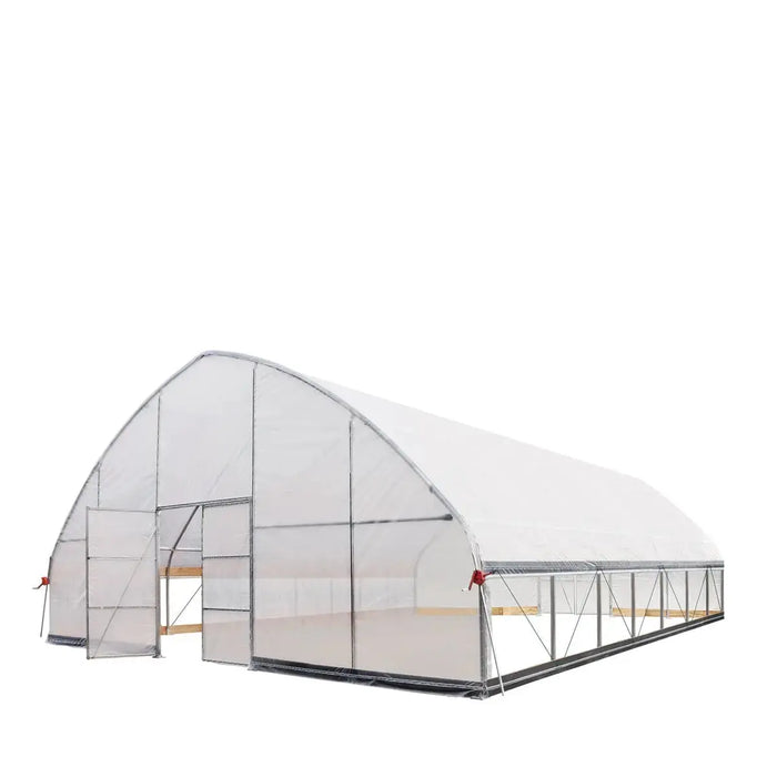 TMG-GH3030-V2 30' x 30' commercial tunnel greenhouse with 6 mil clear EVA poly cover and roll-up sides, view 14.