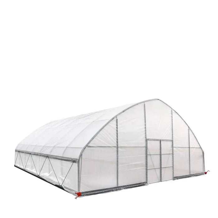 TMG-GH3030-V2 30' x 30' commercial tunnel greenhouse with 6 mil clear EVA poly cover and roll-up sides, view 20.
