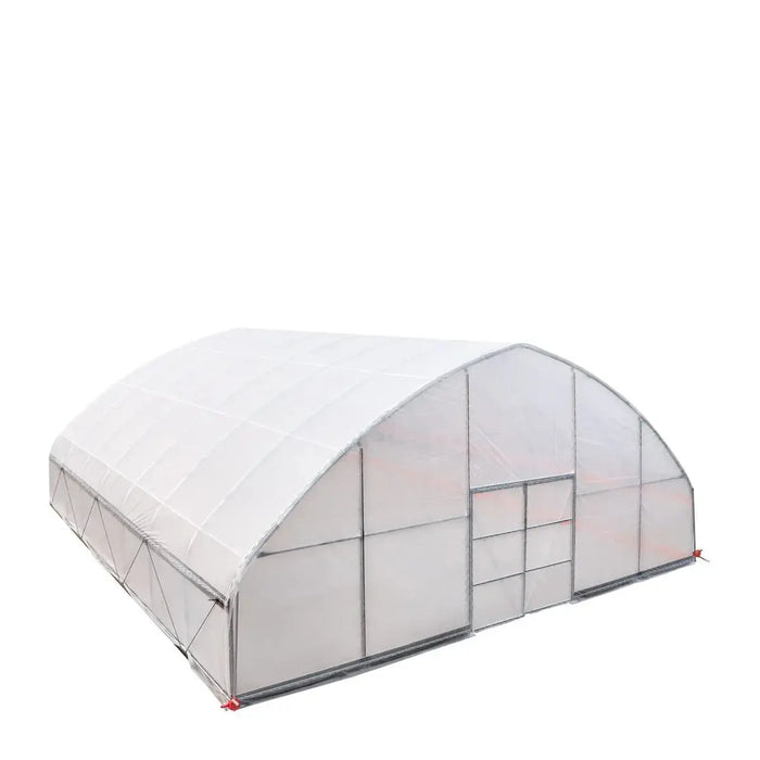 TMG-GH3030-V2 30' x 30' commercial tunnel greenhouse with 6 mil clear EVA poly cover and roll-up sides, view 24.