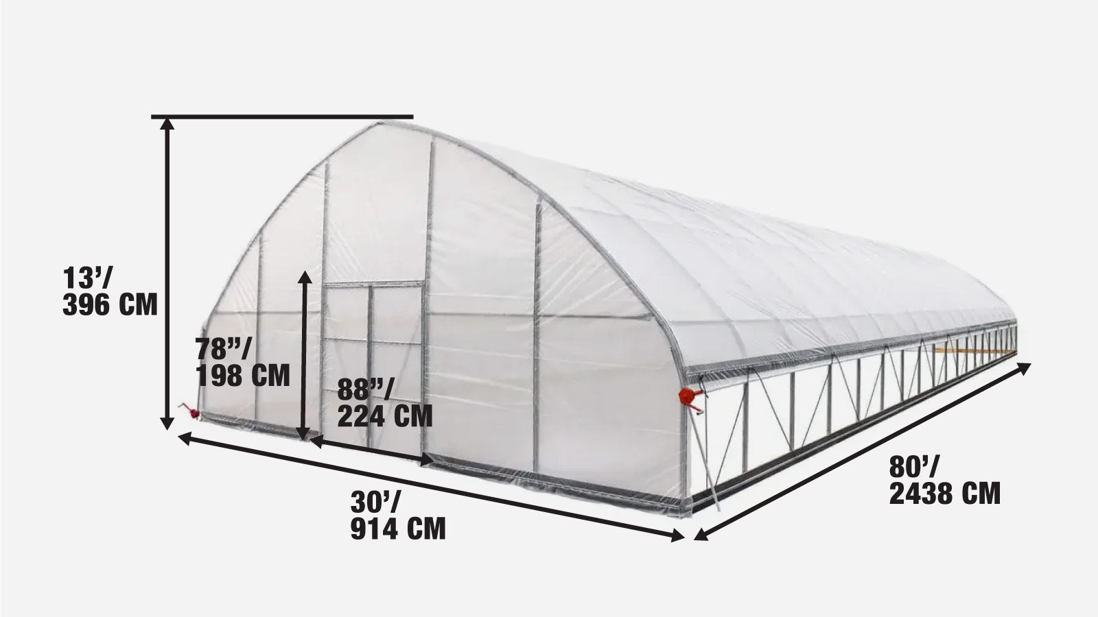 Tunnel greenhouse specifications diagram