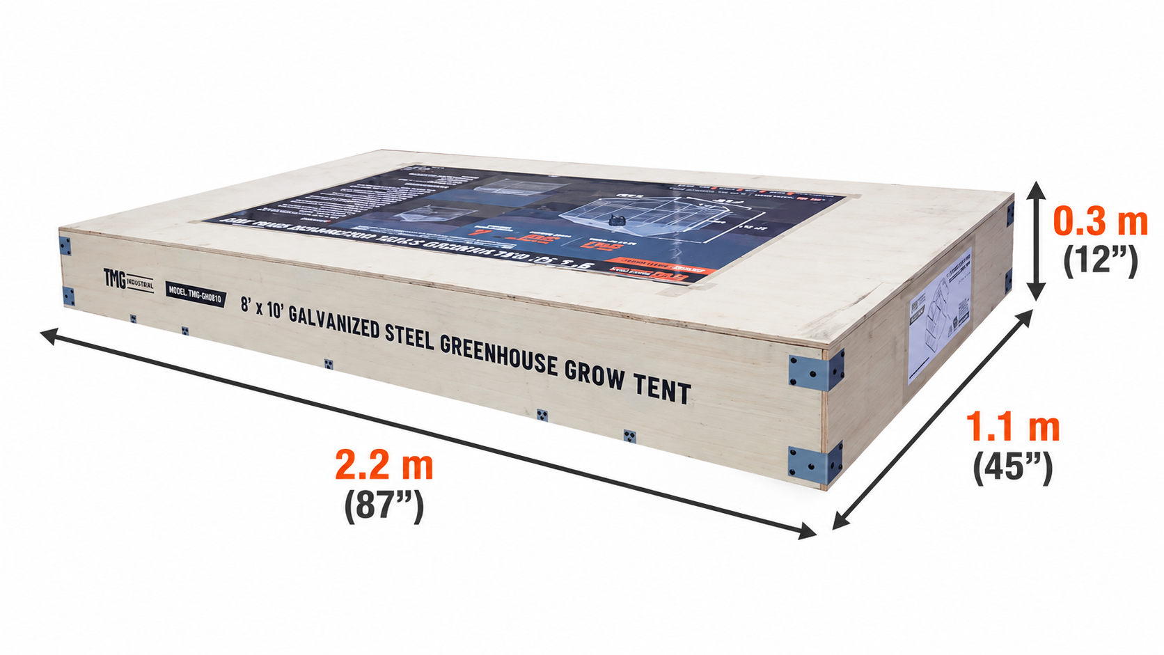 TMG Heavy Series™ 2.4 x 3 m Greenhouse Kit with Galvanized Steel Frame, Polycarb Roof and Crystal-Clear Walls, TMG-GH811-shipping-info-image