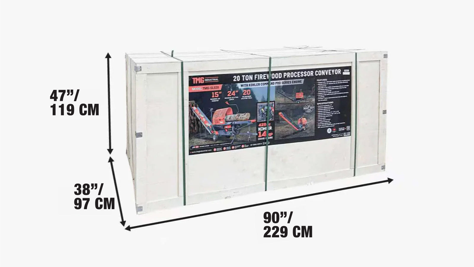 Firewood Log Splitter Processor Conveyor, 610 x 380 mm (24
