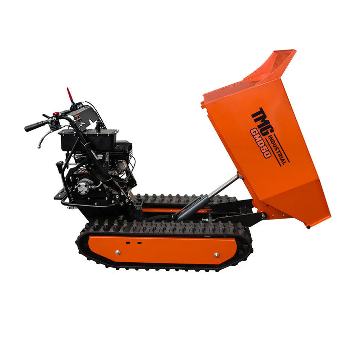 1,100 lb Tracked Dumper, Hydraulic Tipping, 196cc 6.5 HP Gas Engine, 3-Speed Transmission, TMG-GMD50 TMG Industrial CA