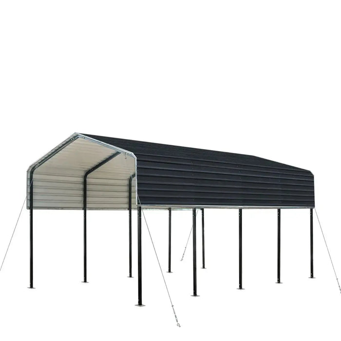 3.6 x 6 m Metal Shed Carport with 2.4 m Open Sidewalls, 2.9 m Peak Height, TMG-MSC1220