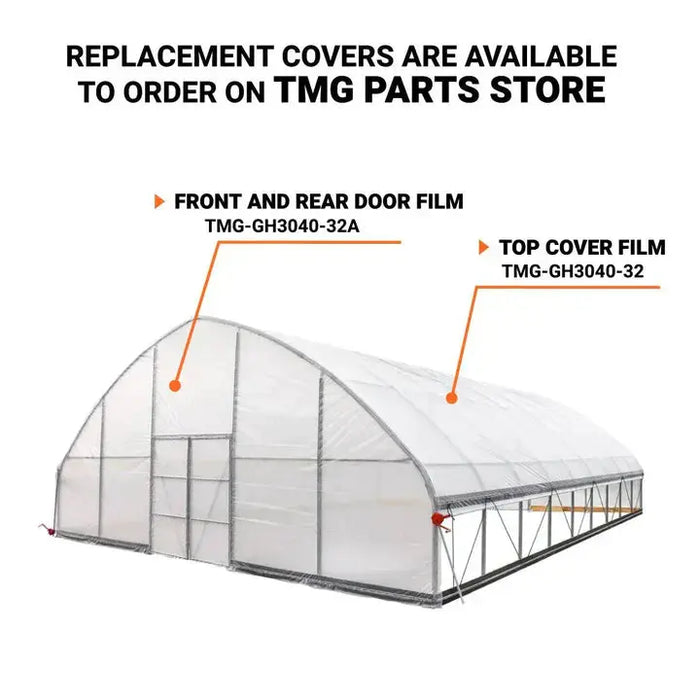 30' x 40' Commercial Tunnel Greenhouse with 6 Mil Clear Poly Covers and Roll-Up Sides TMG-GH3040-V2 (Previously GH3040) TMG Industrial CA