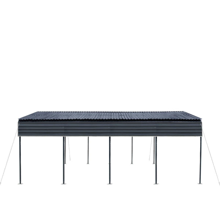 TMG Industrial 20’ x 20’ Metal Shed Carport, 10’ Open Sidewalls, 400 Sq-Ft, 27 GA Corrugated Panels, TMG-MSC2020