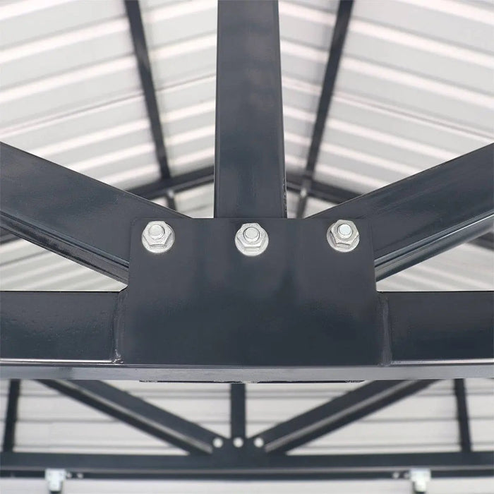 TMG Industrial 20’ x 20’ Metal Garage Shed with 9' High Double Front Doors, 13' Peak Height, Side Entry Door, 400 Sq-Ft Floor Space, TMG-MS2020