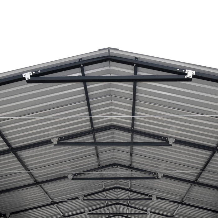 TMG Industrial 20’ x 30’ Metal Shed Carport, 10’ Enclosed Sidewalls, 600 Sq-Ft, 27 GA Corrugated Panels, TMG-MSC2030F