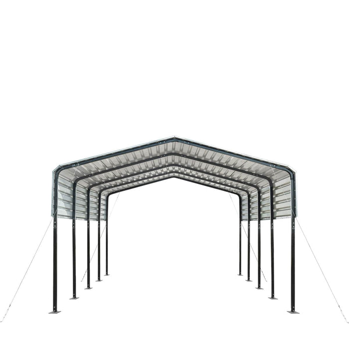 TMG Industrial 12’ x 20’ Metal Shed Carport with 8’ Open Sidewalls, TMG-MSC1220