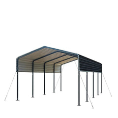 3.6 x 6 m Metal Shed Carport with 2.4 m Open Sidewalls, 2.9 m Peak Height, TMG-MSC1220