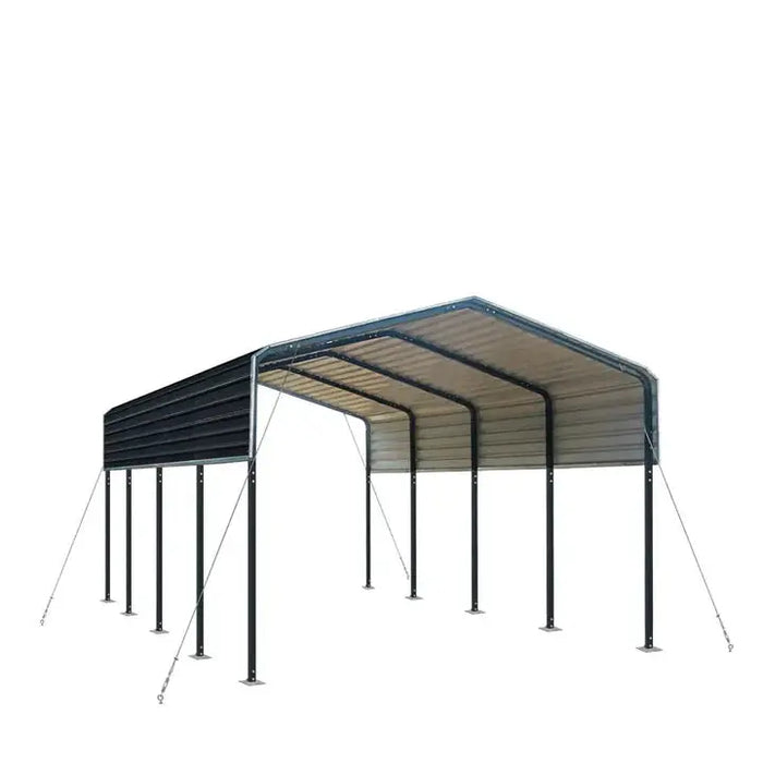 3.6 x 6 m Metal Shed Carport with 2.4 m Open Sidewalls, 2.9 m Peak Height, TMG-MSC1220