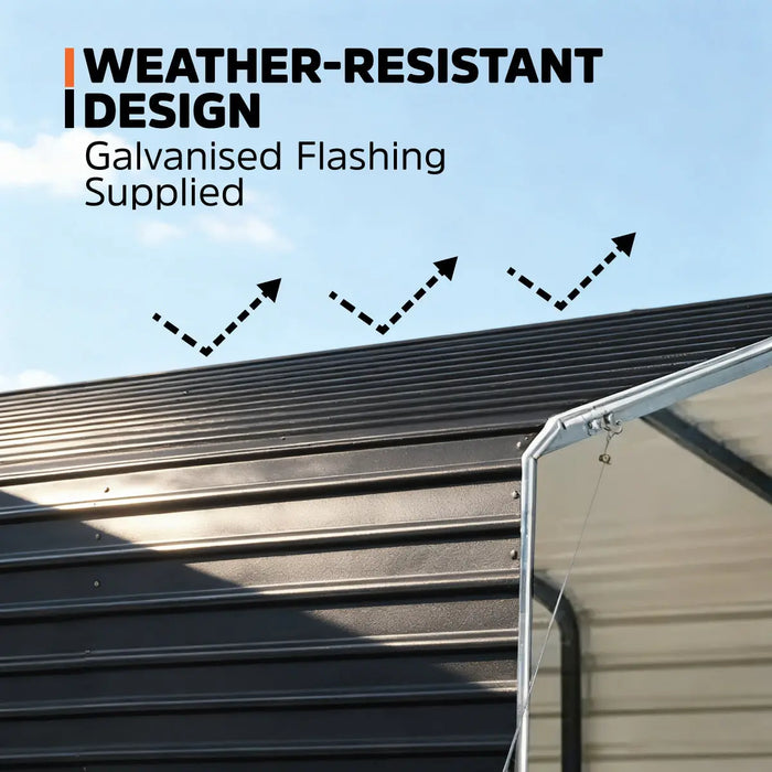 3.6 x 6 m Metal Shed Carport with 2.4 m Open Sidewalls, 2.9 m Peak Height, TMG-MSC1220