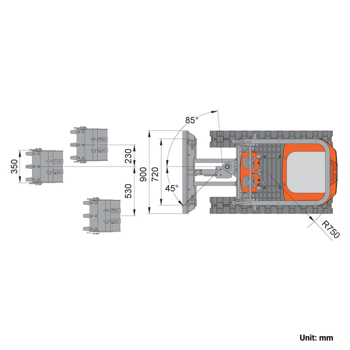 1000 kg Mini Compact Excavator, 420cc/14 HP Gas Engine, 350 mm Bucket Width, 1254 kg Digging Force, TMG-MVE07 TMG Industrial CA