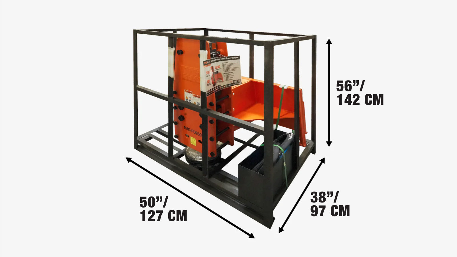 Skid Steer Post Driver, Universal Mount, 1030 Joules Energy, TMG-PD950S-shipping-info-image