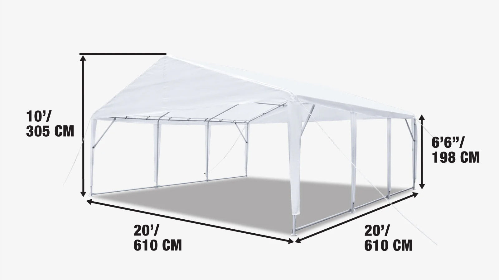 6 x 6 m Heavy-Duty Outdoor Party Tent with PE Tarpaulin Fabric, 2.0m Overhead Height, TMG-PT2020A-specifications-image