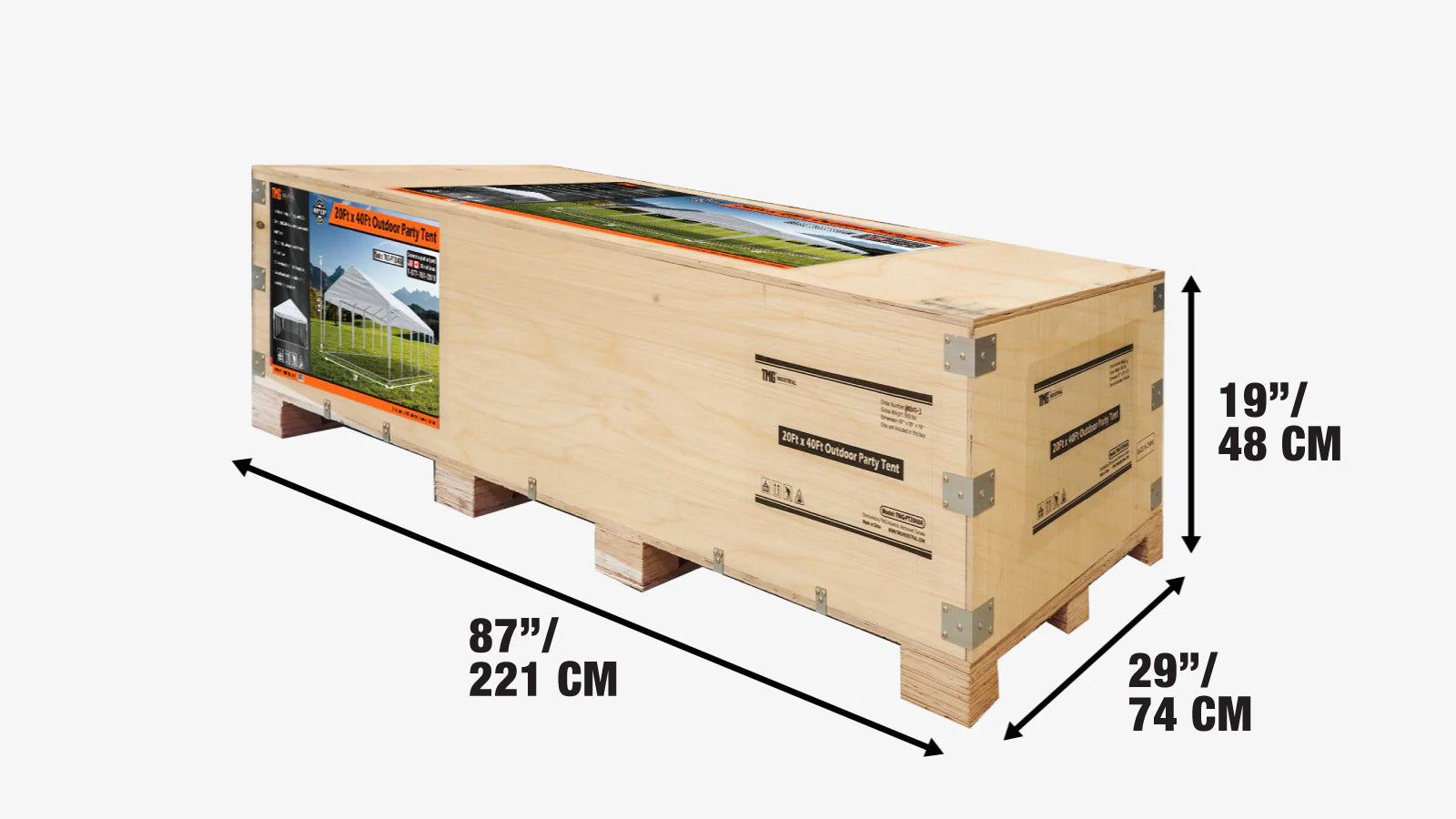 6 x 12 m Heavy-Duty Outdoor Party Tent with PE Tarpaulin Fabric, 2.0m Overhead Height, TMG-PT2040A-shipping-info-image