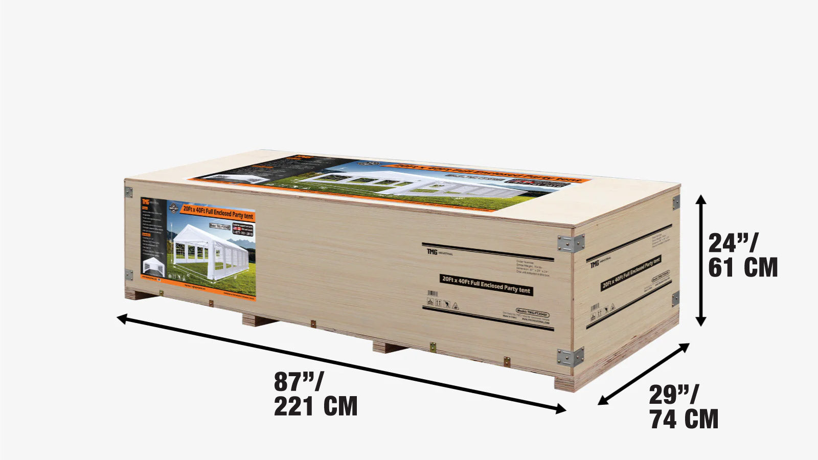 6 x 12 m Heavy-Duty Outdoor Party Tent with Removable Sidewalls and Roll-up Doors, PE Tarpaulin, TMG-PT2040F-shipping-info-image