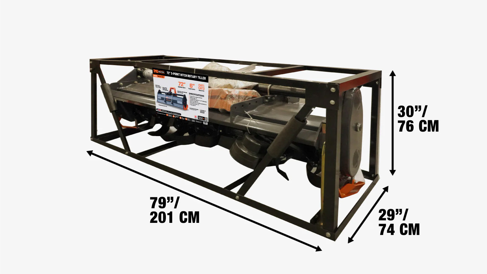 1.8m Rotary Tiller, for 40-50HP Tractors, 3-Point Hitch Category 1&2 TMG-RT185-shipping-info-image