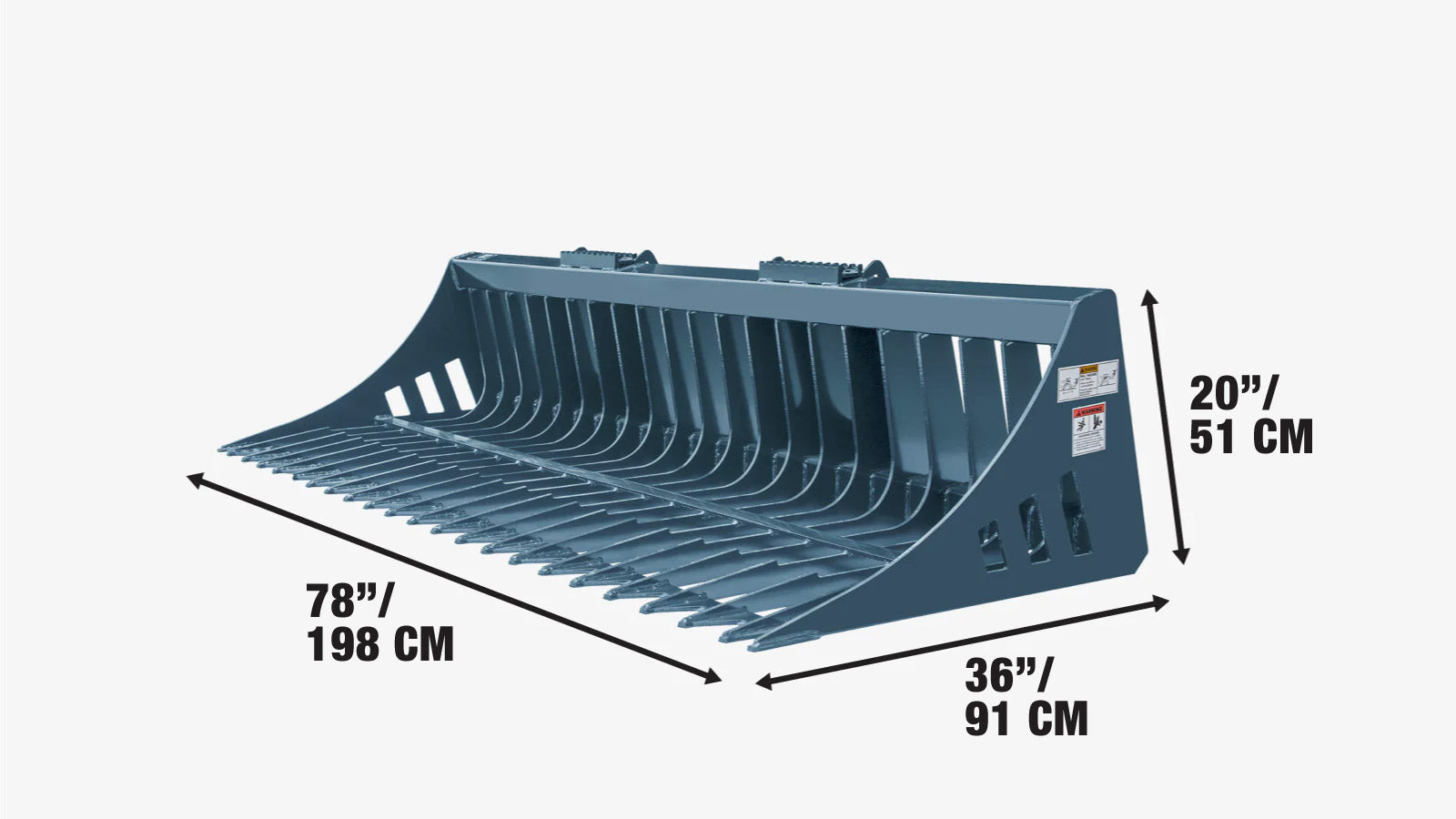 2.0 m Skid Steer Rock Skeleton Bucket Attachment, 100mm (4