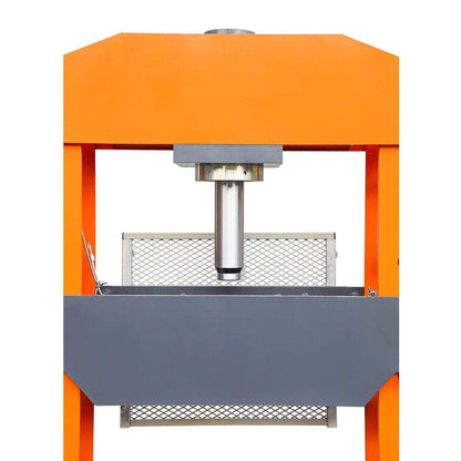TMG Industrial 100 Ton Capacity Hydraulic Shop Press, Heavy Duty Pressing, Protective Grid Guard, Fully Welded H-Frame, Air & Manual Dual Operation, TMG-SP100