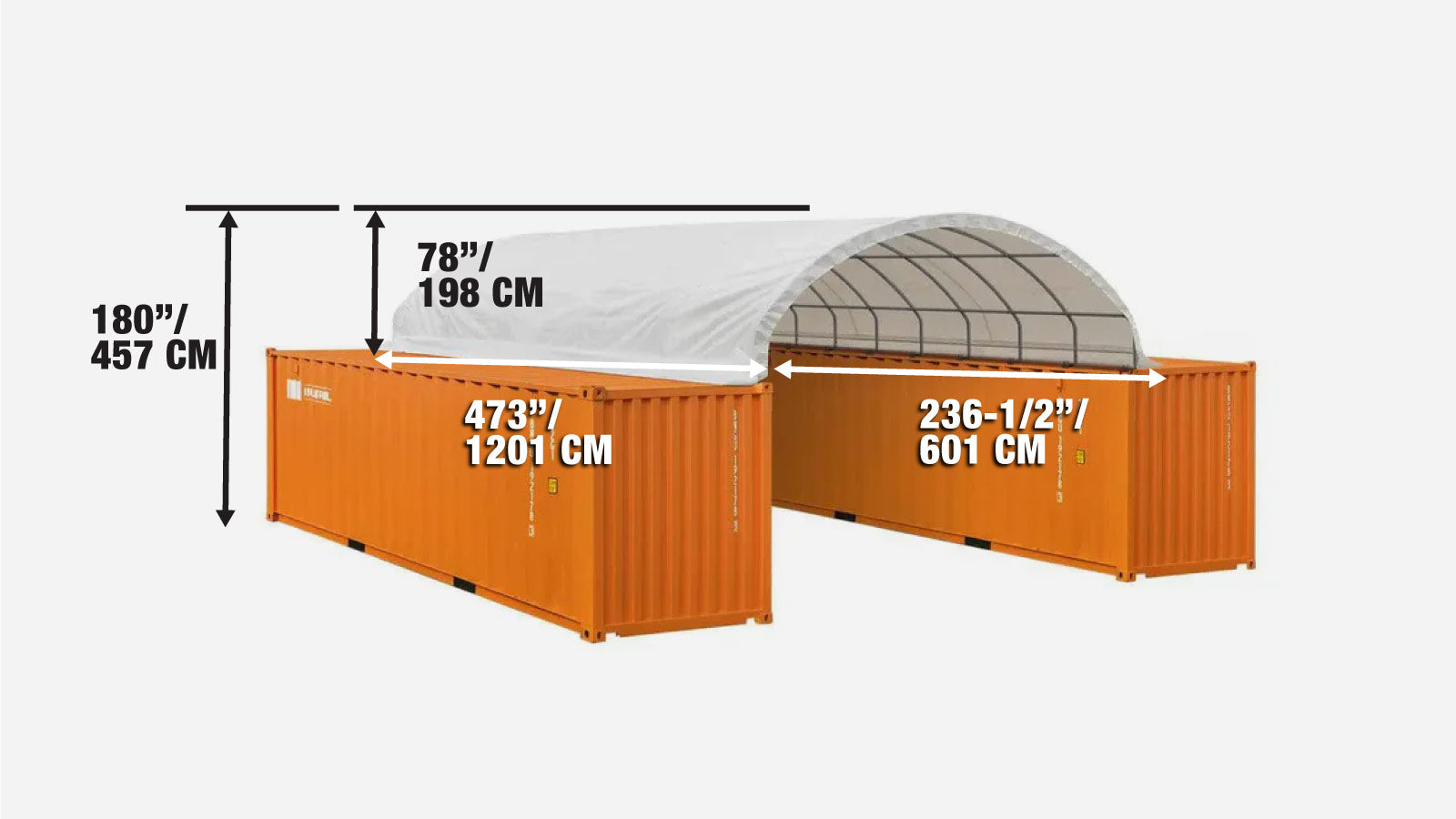 6 x 12m Container Shelter, 580 gsm Fire Retardant PVC Fabric, Water Resistant, UV Protected, TMG-ST2041CV-specifications-image