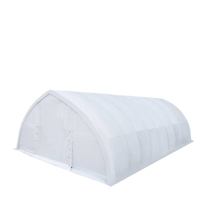 TMG Industrial 30' x 40' Peak Ceiling Storage Shelter with Heavy Duty 17 oz PVC Cover & Drive Through Doors, TMG-ST3040V