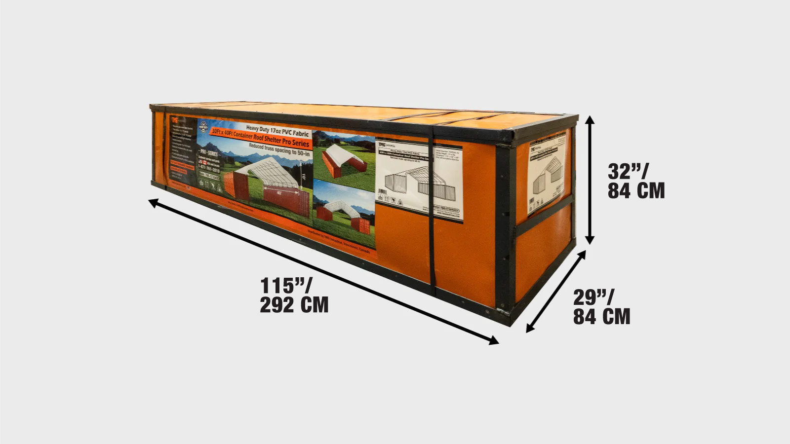 9 x 12m Container Shelter, 580 gsm Fire Retardant PVC Fabric, Water Resistant, UV Protected, TMG-ST3041CV-shipping-info-image