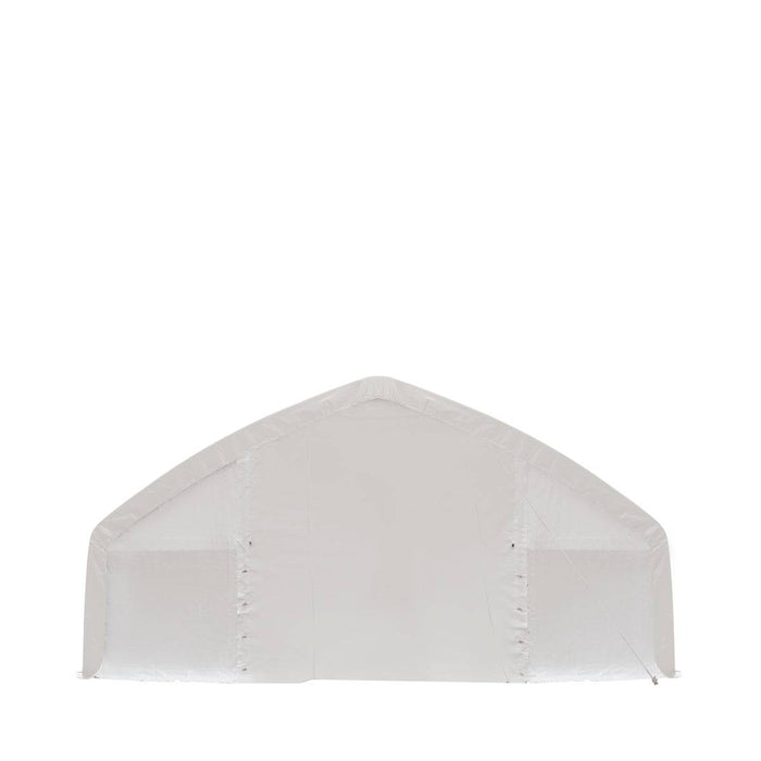 TMG Industrial 30' x 70' Straight Wall Peak Ceiling Storage Shelter with Heavy Duty 17 oz PVC Cover & Drive Through Doors, TMG-ST3070V