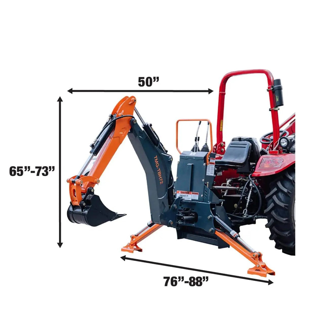 TMG 1813 mm (6’) 3-Point Hitch Swing Backhoe Attachment, Category 1, 20 ...