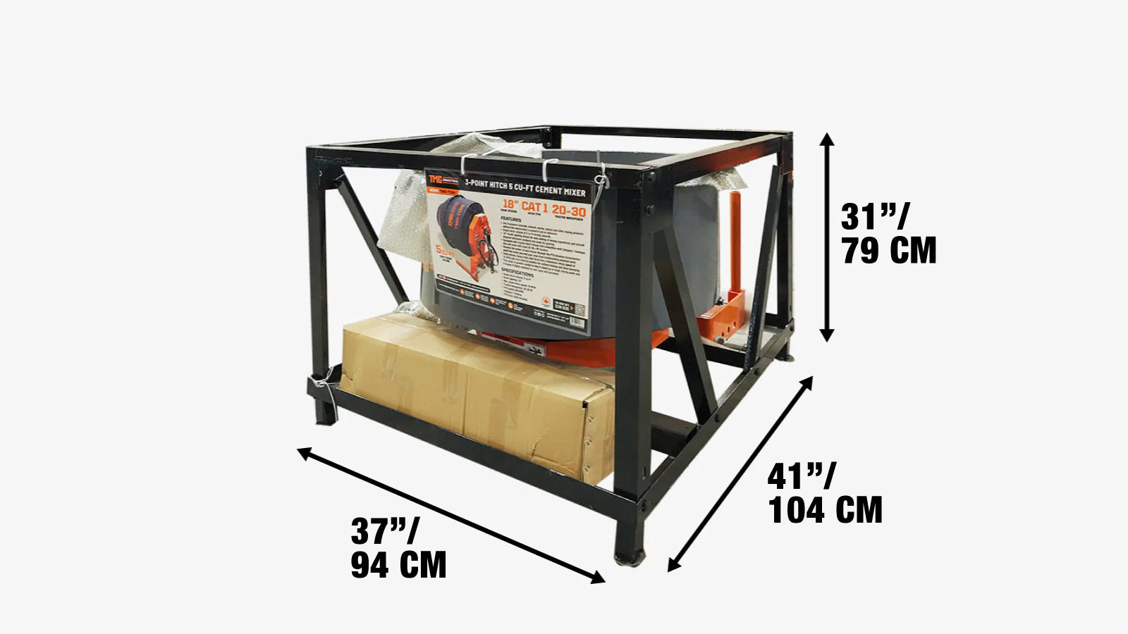 140 L 3-Point Hitch Cement Mixer, PTO Shaft Included, Category 1 Hookup, TMG-TCM5-shipping-info-image