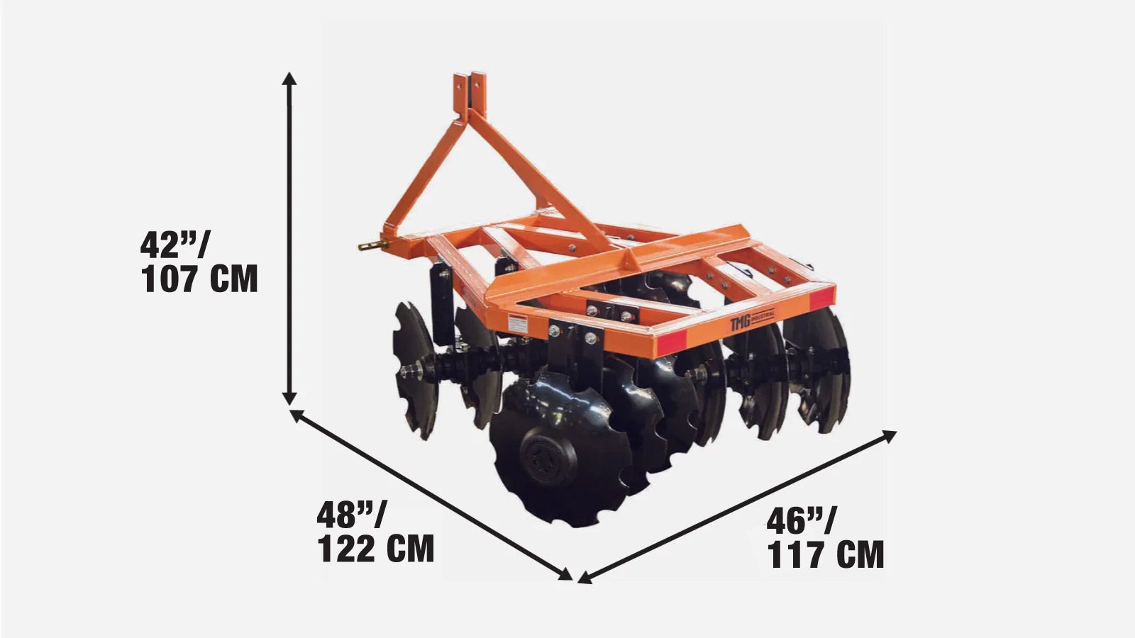 1200 mm (48″) Notched Disc Harrow, 3-Point Hitch, CAT 1, 20–30 HP Tractors, TMG-TDH04-specifications-image