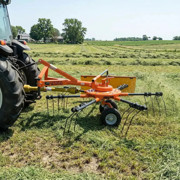 98" Hay Rake & Tedder, 12 Spring Tines, 3-Point Hitch Category 1, PTO Shaft Included, 18-50 HP Tractor, TMG-THR100 TMG Industrial CA