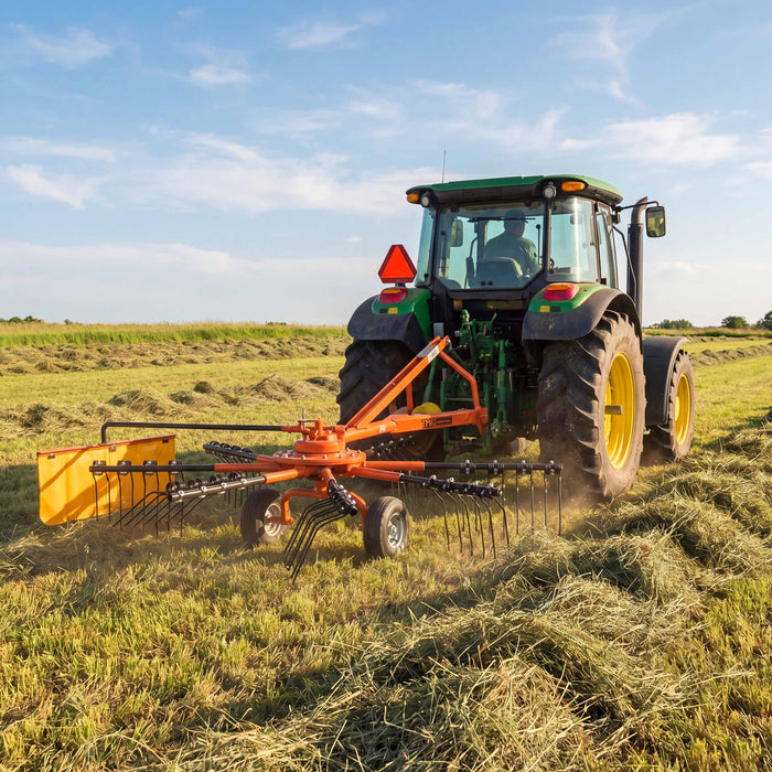 118" Hay Rake & Tedder, 24 Spring Tines, 3-Point Hitch Category 1, PTO Shaft Included, 25-50 HP Tractor, TMG-THR120 TMG Industrial CA