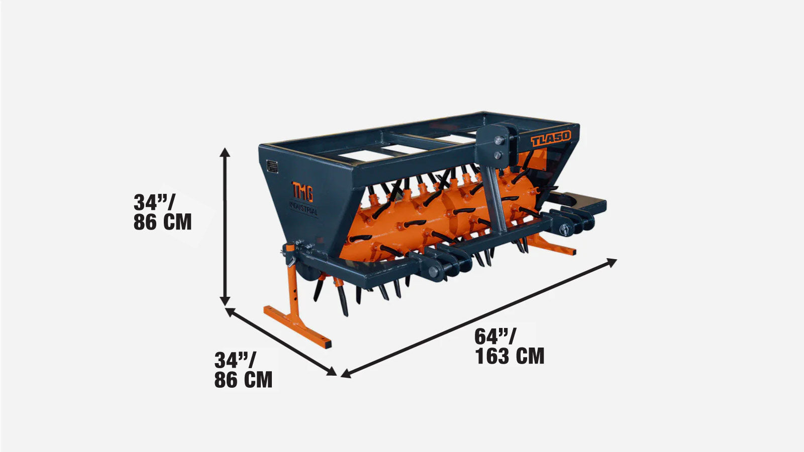 3-Point Hitch Drum Plug Aerator, 1270 mm (50″) Working Width, For Cat 1 & Cat 2 Tractors, TMG-TLA50-specifications-image