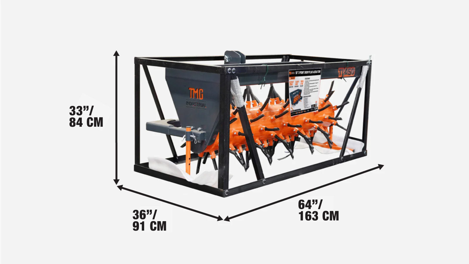 3-Point Hitch Drum Plug Aerator, 1270 mm (50″) Working Width, For Cat 1 & Cat 2 Tractors, TMG-TLA50-shipping-info-image
