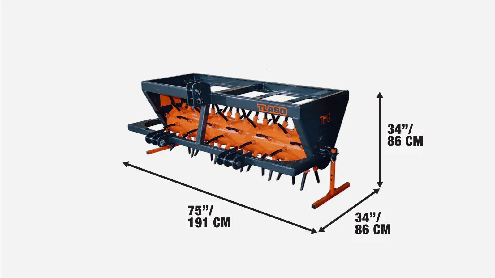 3-Point Hitch Drum Plug Aerator, 1575 mm (62″) Working Width, For Cat 1 & Cat 2 Tractors, TMG-TLA60-specifications-image