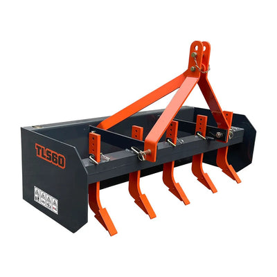 60” Land Box Scraper, 3 Point Hitch, (5) Ripper Shanks, 18-35 HP Tractors, TMG-TLS60