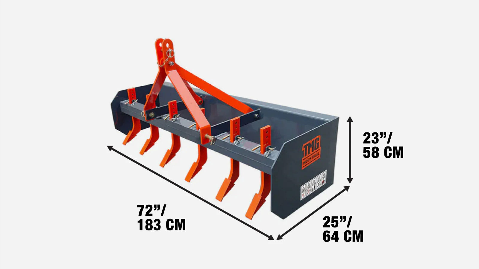 1800 mm (72″) Heavy-Duty Box Scraper Blade with Ripper Shanks, 20 - 50 HP Tractors TMG-TLS72-specifications-image