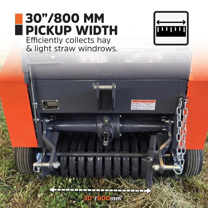 20" x 27" Round Hay Baler, Net Wrap, 3-Point Hitch, Category 1, PTO Shaft Included, 15-50 HP Tractor, TMG-TRB50N TMG Industrial CA