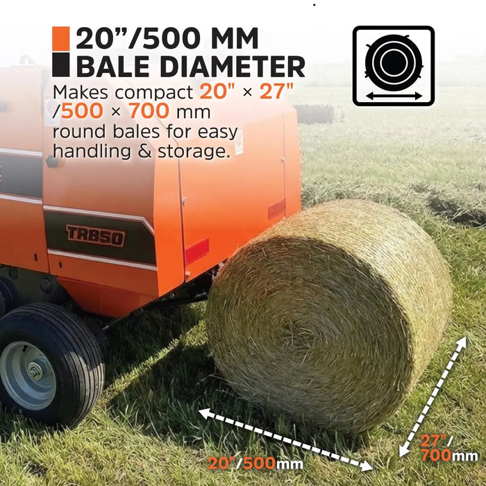 20" x 27" Round Hay Baler, Twine Bind, 3-Point Hitch, Category 1, PTO Shaft Included, 15 - 50 HP Tractor, TMG-TRB50 TMG Industrial CA