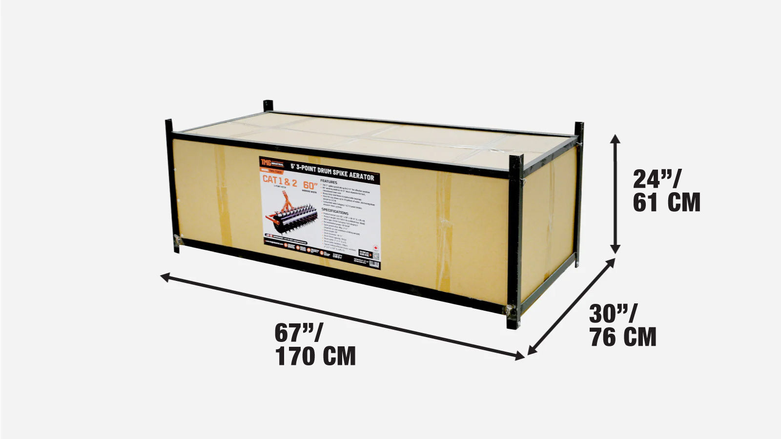 1500mm Drum Spike Aerator for 20-50 HP Tractors, TMG-TSA05-shipping-info-image