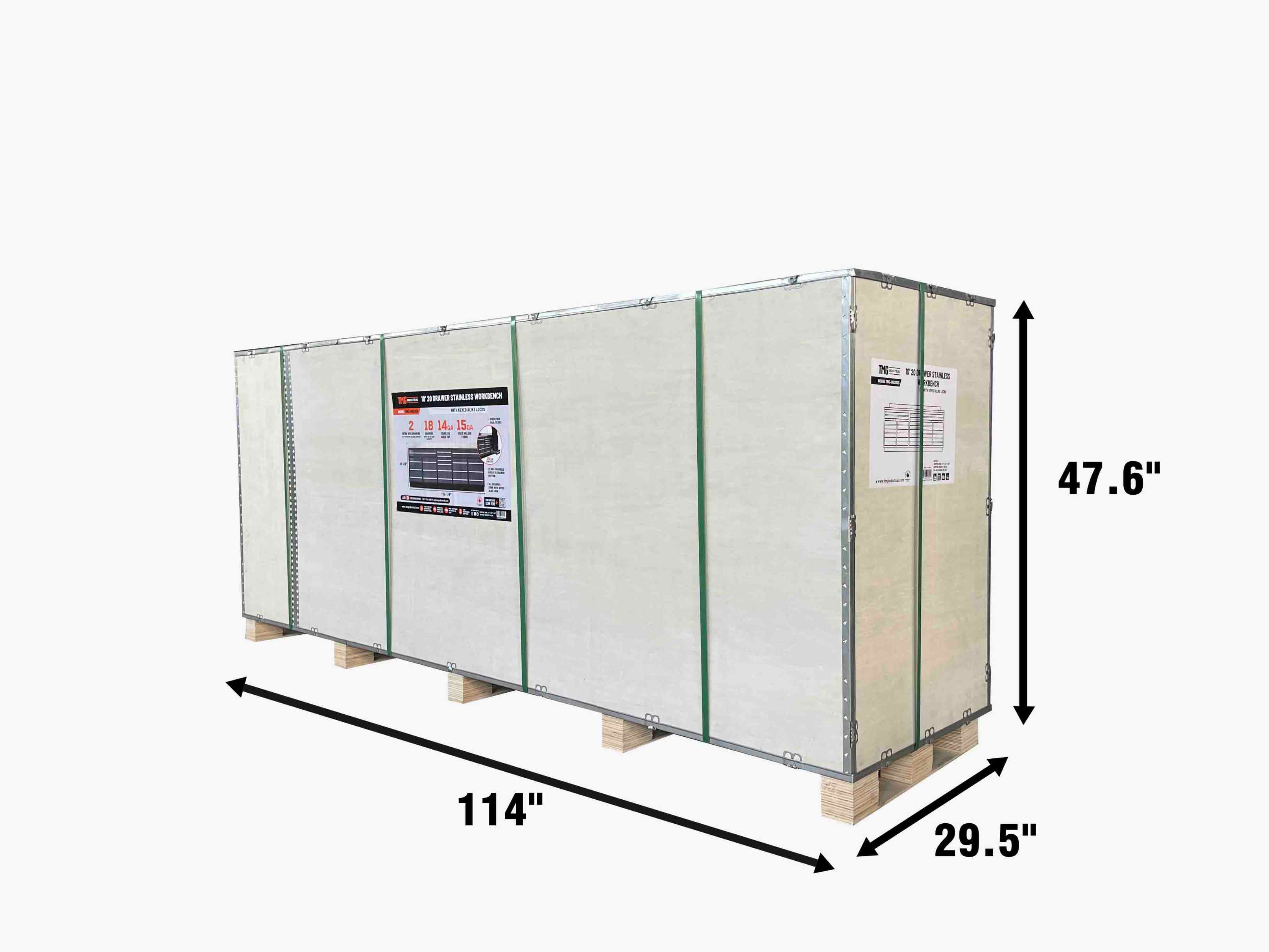 TMG Heavy Series™ 2.8m Workbench with Stainless Steel Benchtop and 20 Drawers, TMG-WB920-shipping-info-image