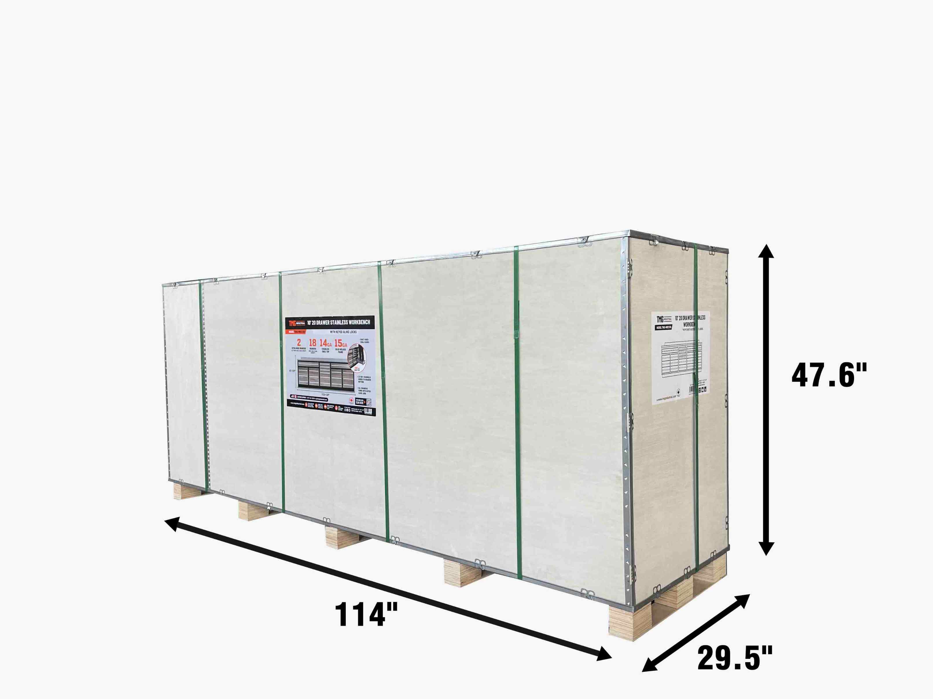 TMG Heavy Series™ 2.8m Workbench with Stainless Steel Benchtop and 20 Stainless Steel Drawers, TMG-WB921S-shipping-info-image
