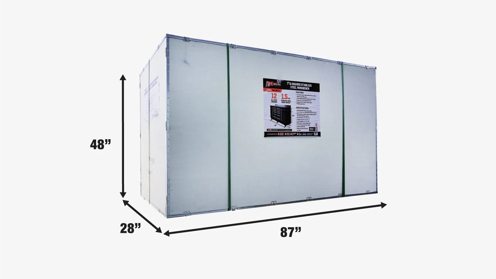TMG Heavy Series™ 7-Ft 12-Drawer Workbench with Stainless Steel Top, Ball Bearing Double Slides & Casters, TMG-WB712-shipping-info-image