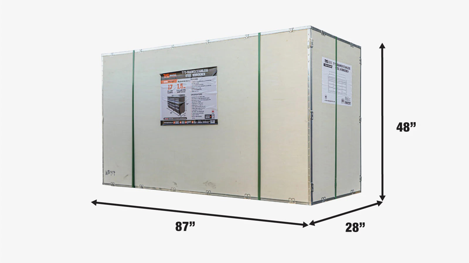 TMG Heavy Series™ 2.2m Workbench with Stainless Steel Benchtop and 17 Drawers, TMG-WB717-shipping-info-image